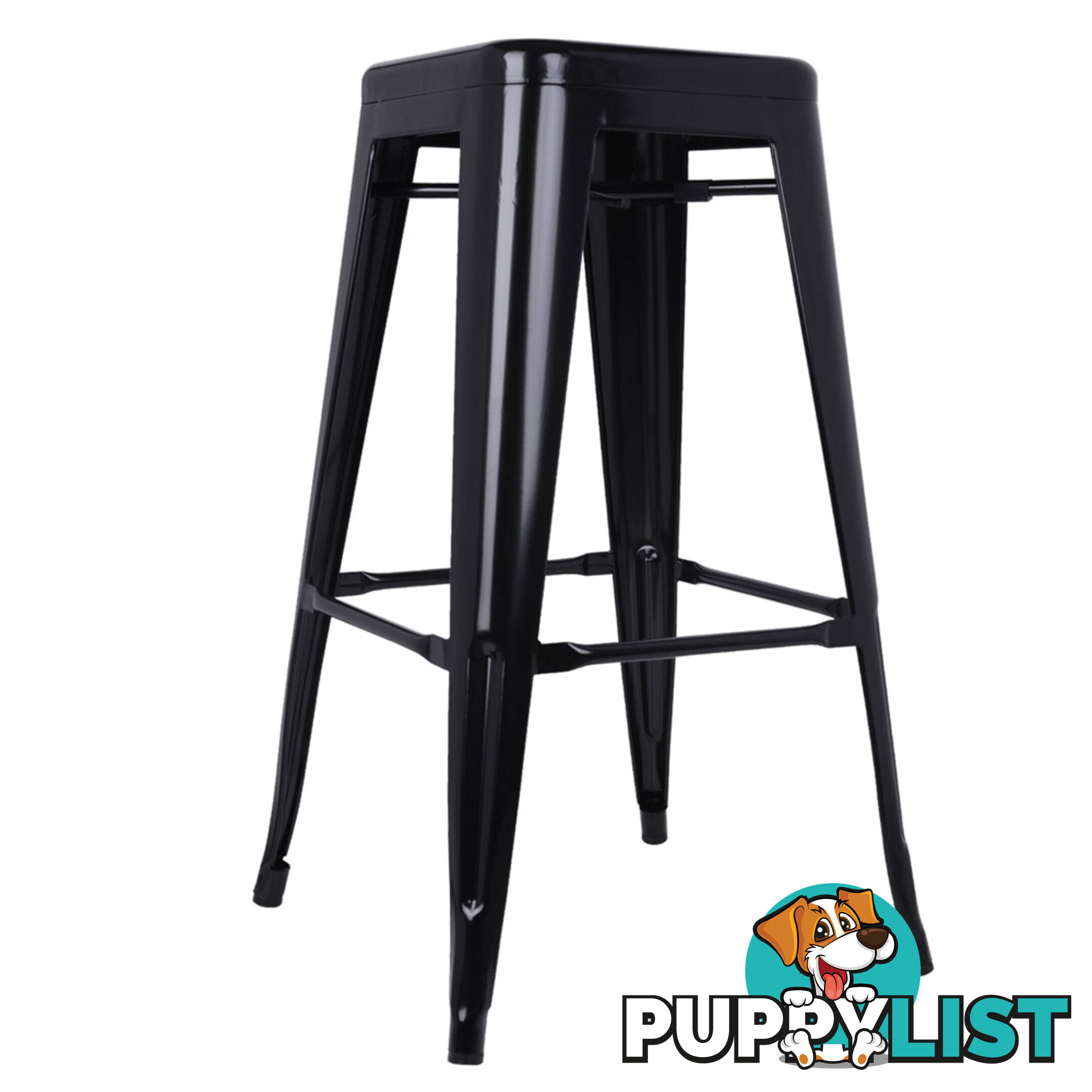 Set of 2 Steel Kitchen Bar Stool 76cm Black