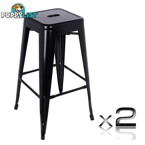 Set of 2 Steel Kitchen Bar Stool 76cm Black