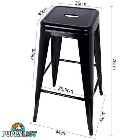 Set of 2 Steel Kitchen Bar Stool 76cm Black