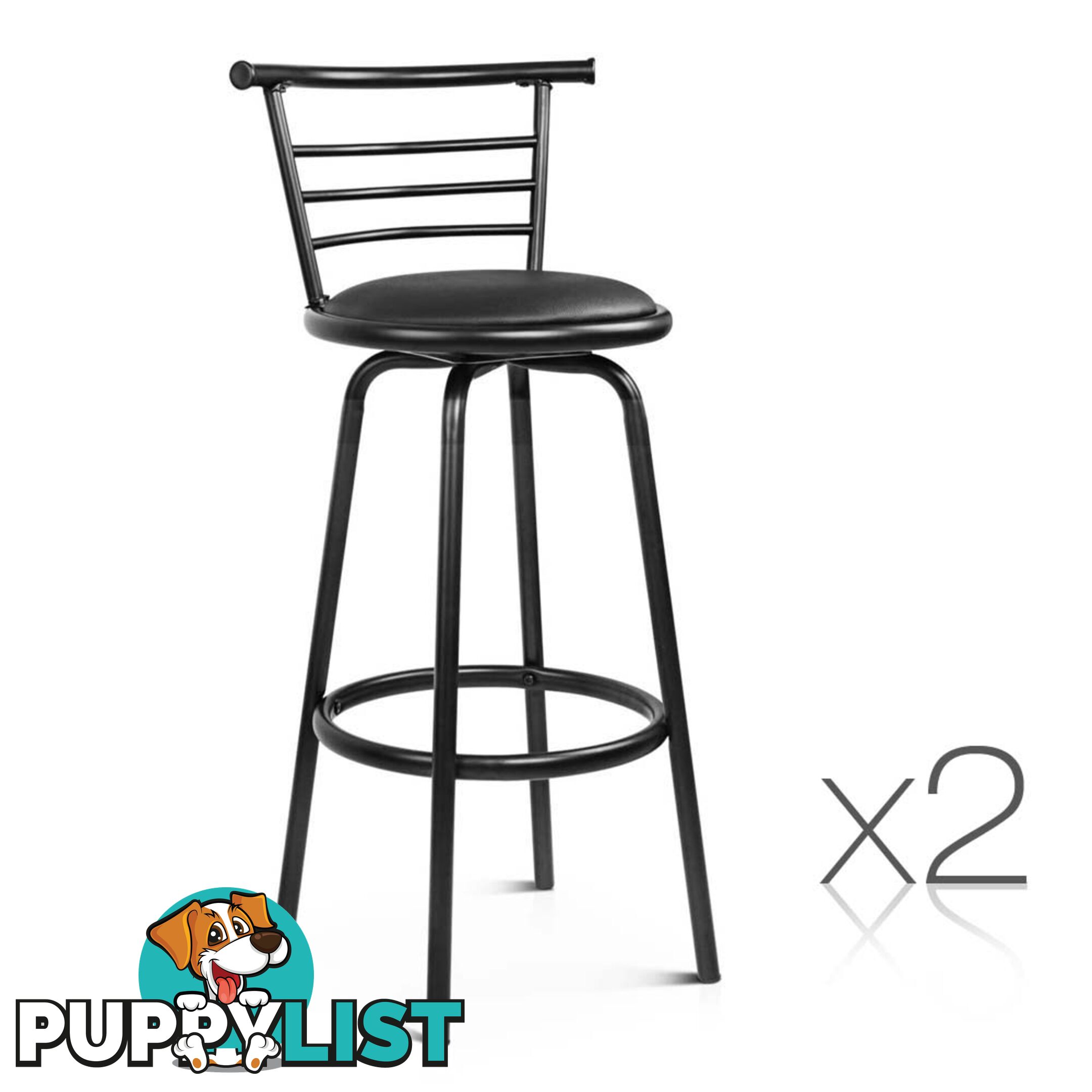 Set of 2 360Swivel Bar Stool - Black