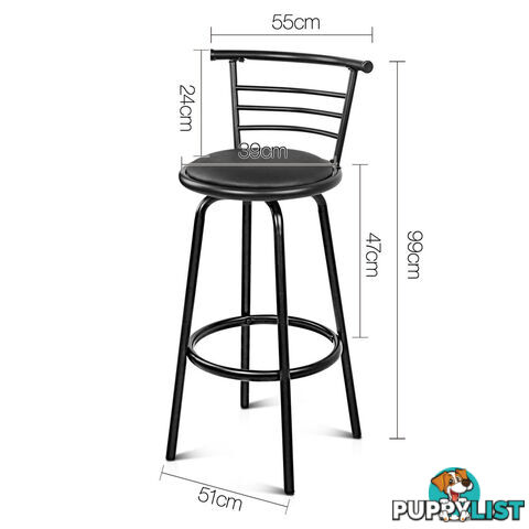 Set of 2 360Swivel Bar Stool - Black