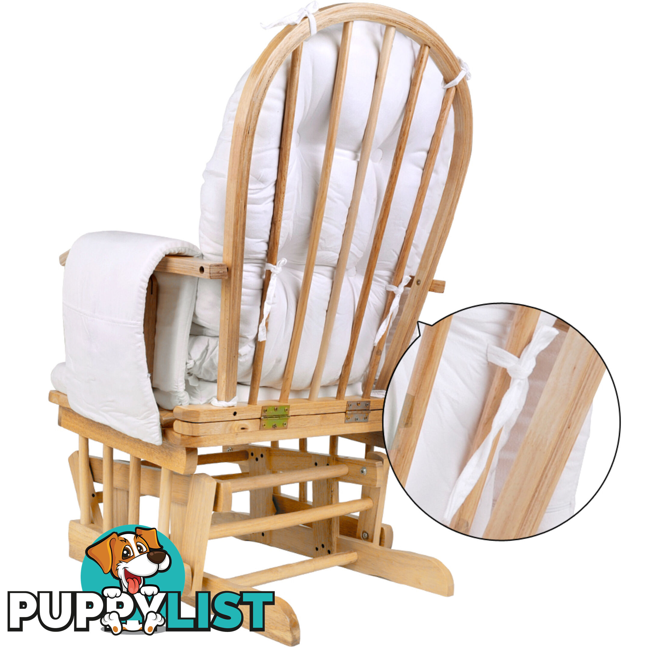 Baby Breast Feeding Sliding Glider Chair w/ Ottoman Natural Wood