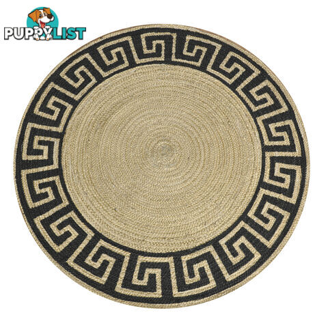 Printed Greek Key Rug Black & Natural 120x120cm