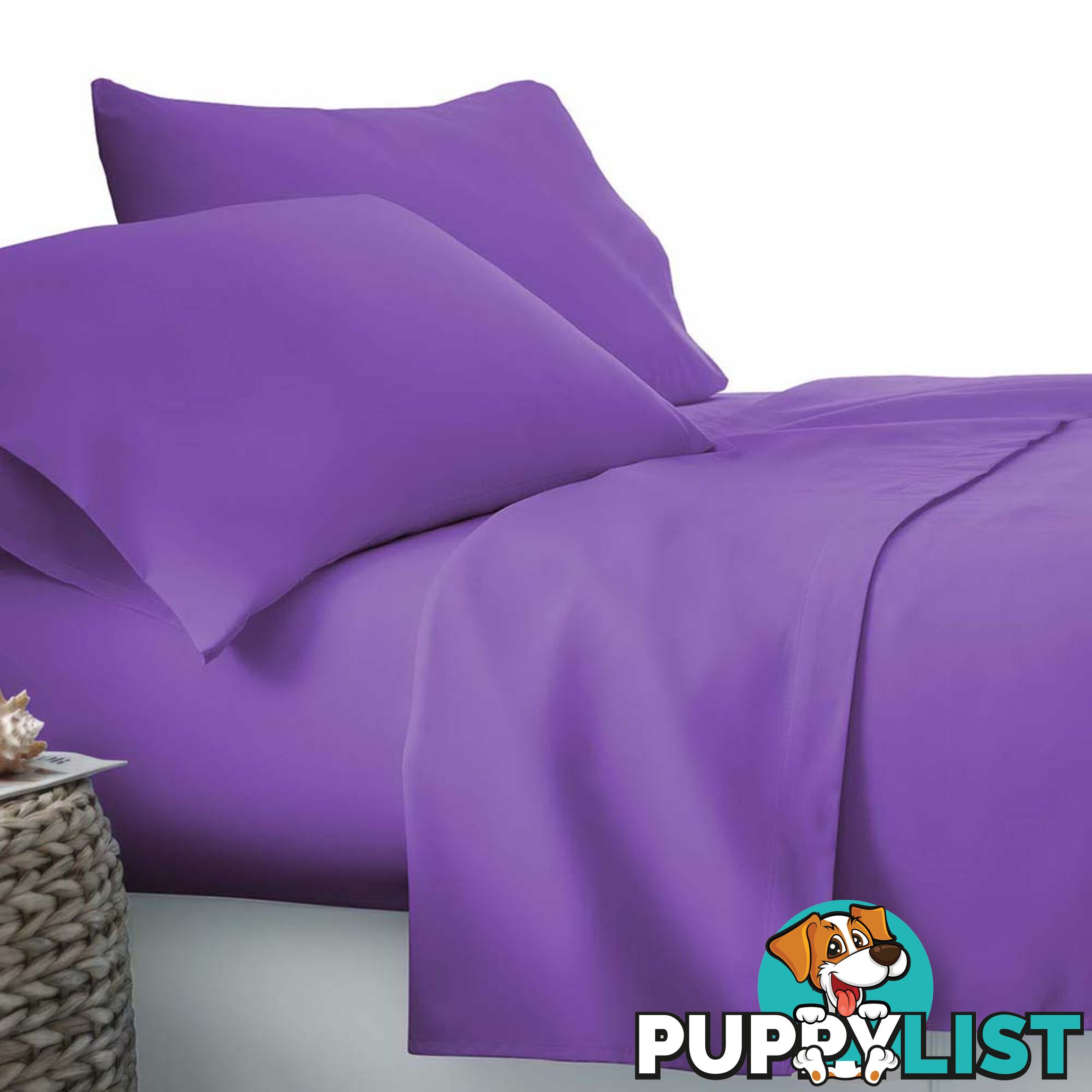 4 Piece Microfibre Sheet Set Queen _ Purple