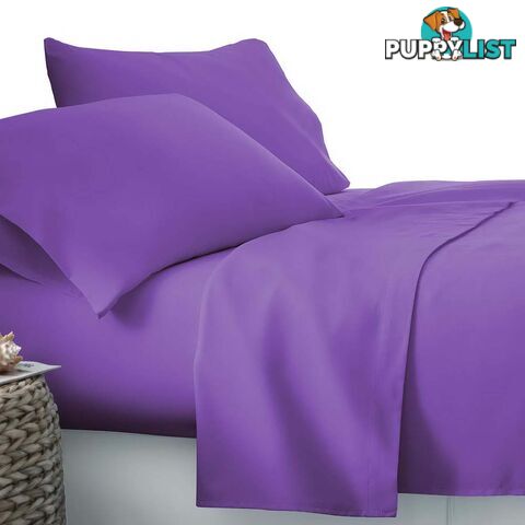 4 Piece Microfibre Sheet Set Queen _ Purple