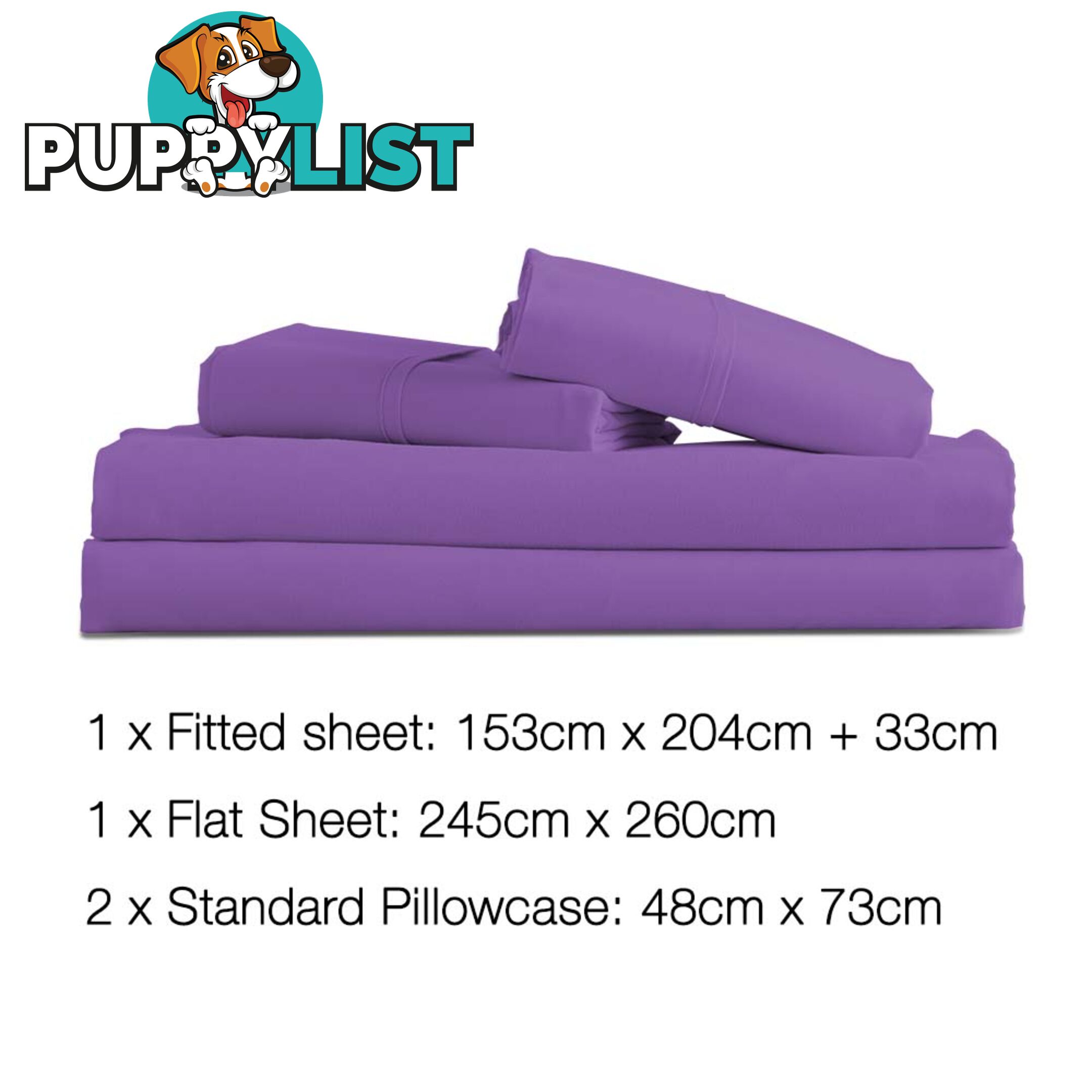 4 Piece Microfibre Sheet Set Queen _ Purple