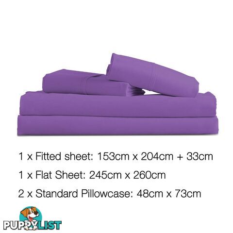 4 Piece Microfibre Sheet Set Queen _ Purple