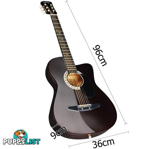 Acoustic Cutaway Guitar Black w/ Steel String Stand Strap