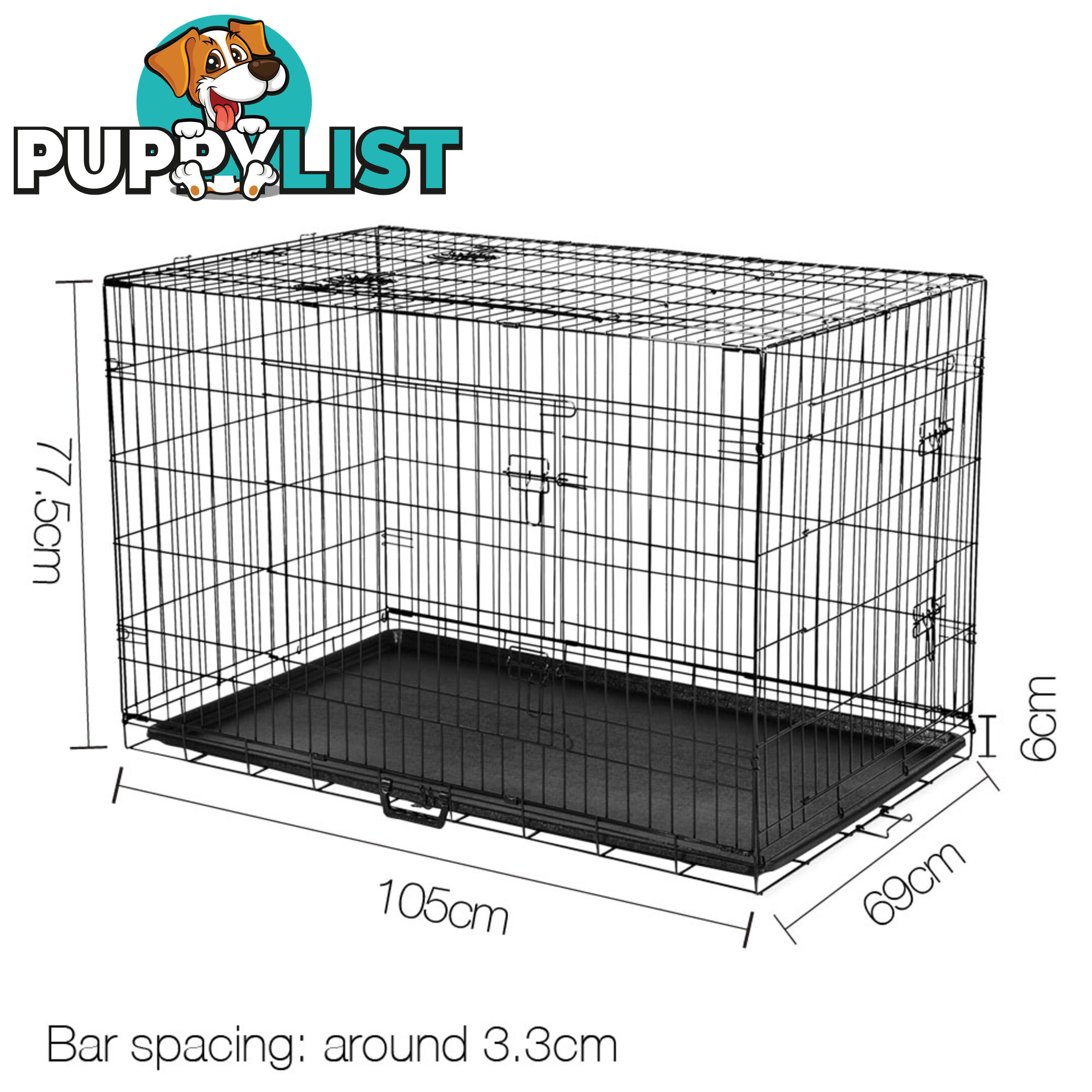 Metal Collapsible Dog Cage 42IN