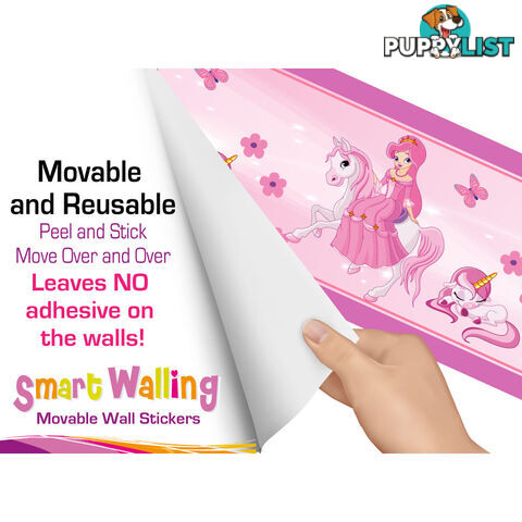 Princess and Unicorns Wall Border Stickers - Totally Movable