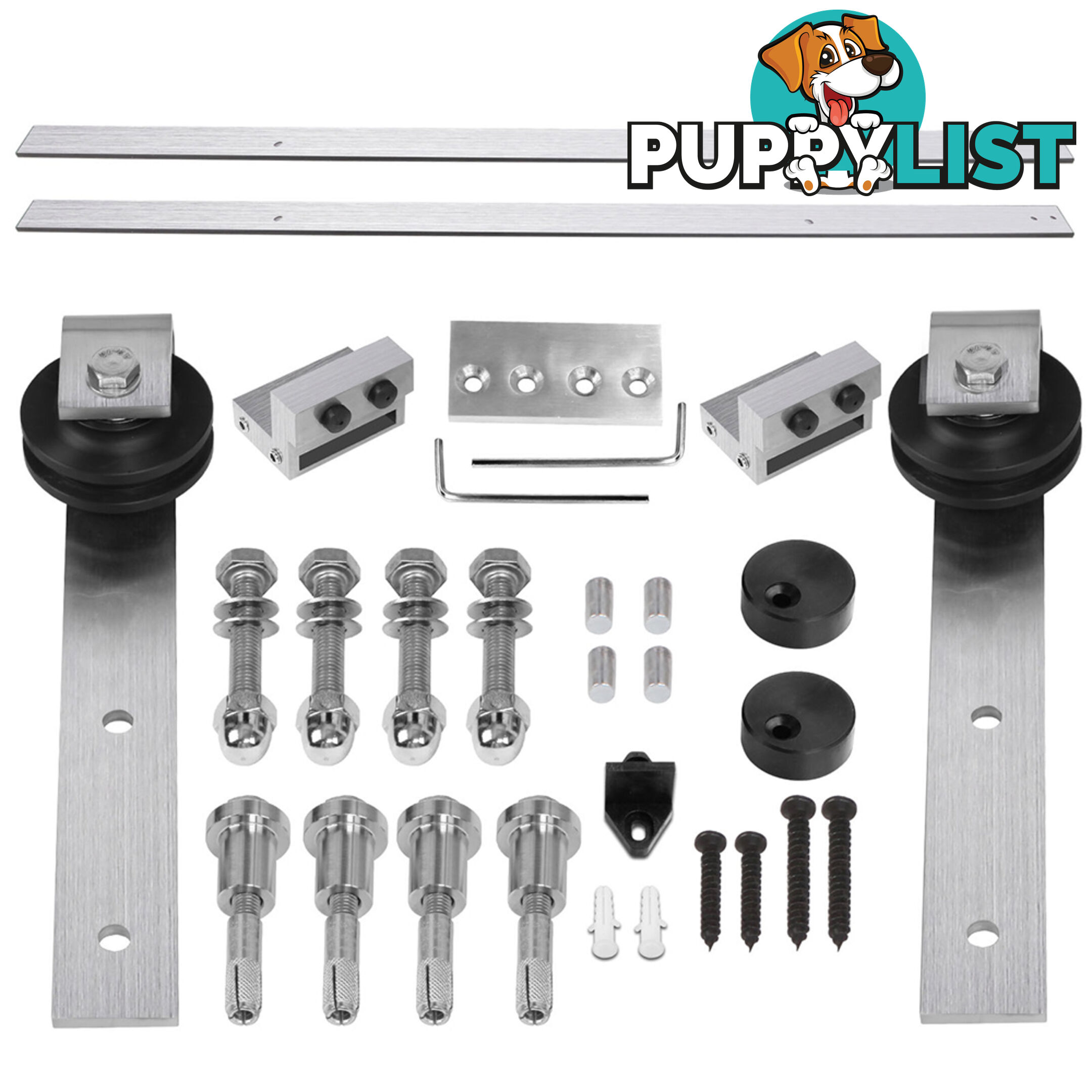 Large Sliding Door Hardware Set - Silver