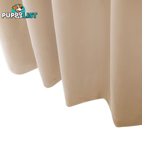 ArtQueen 3 Pass Eyelet Blockout Curtain Latte 300cm