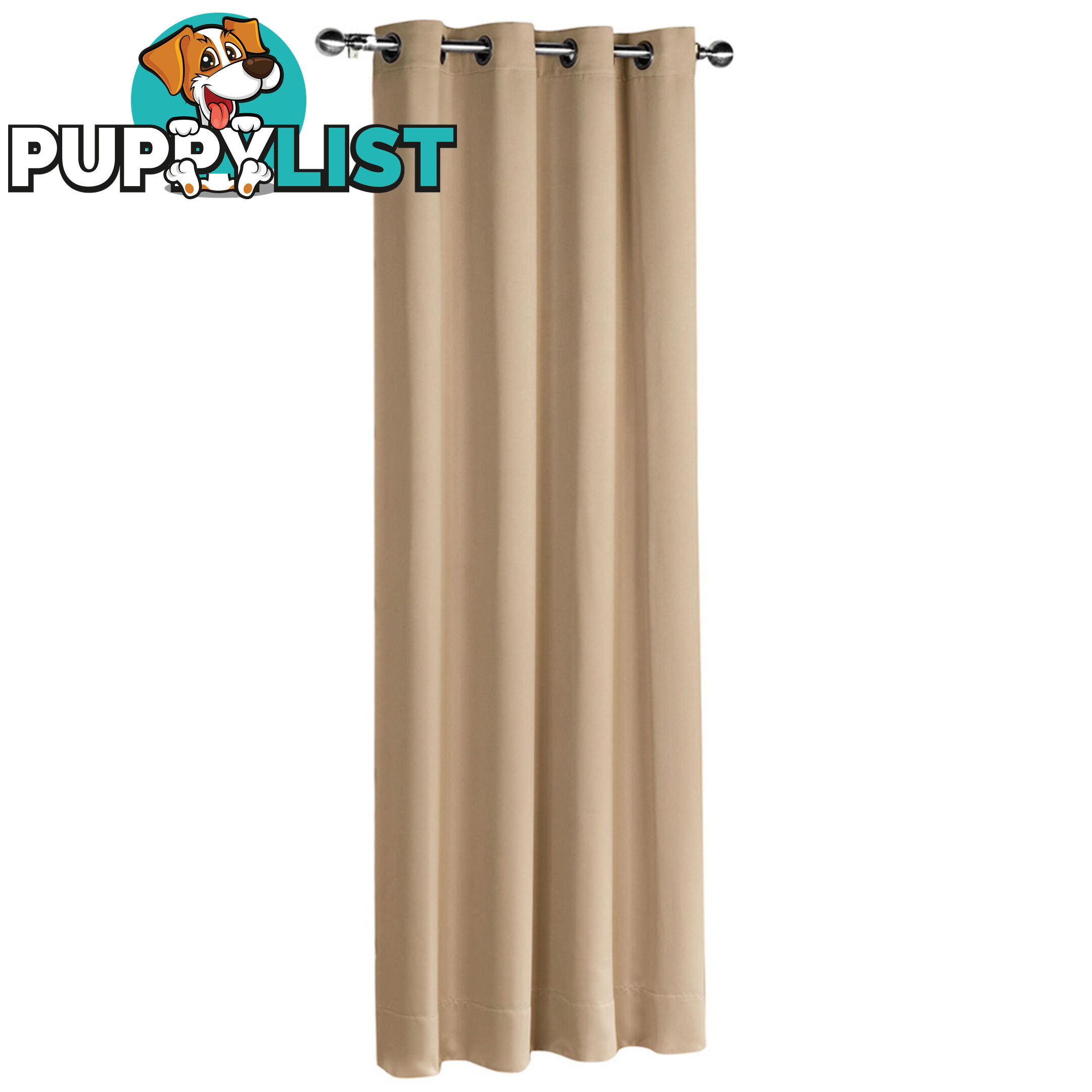 ArtQueen 3 Pass Eyelet Blockout Curtain Latte 300cm