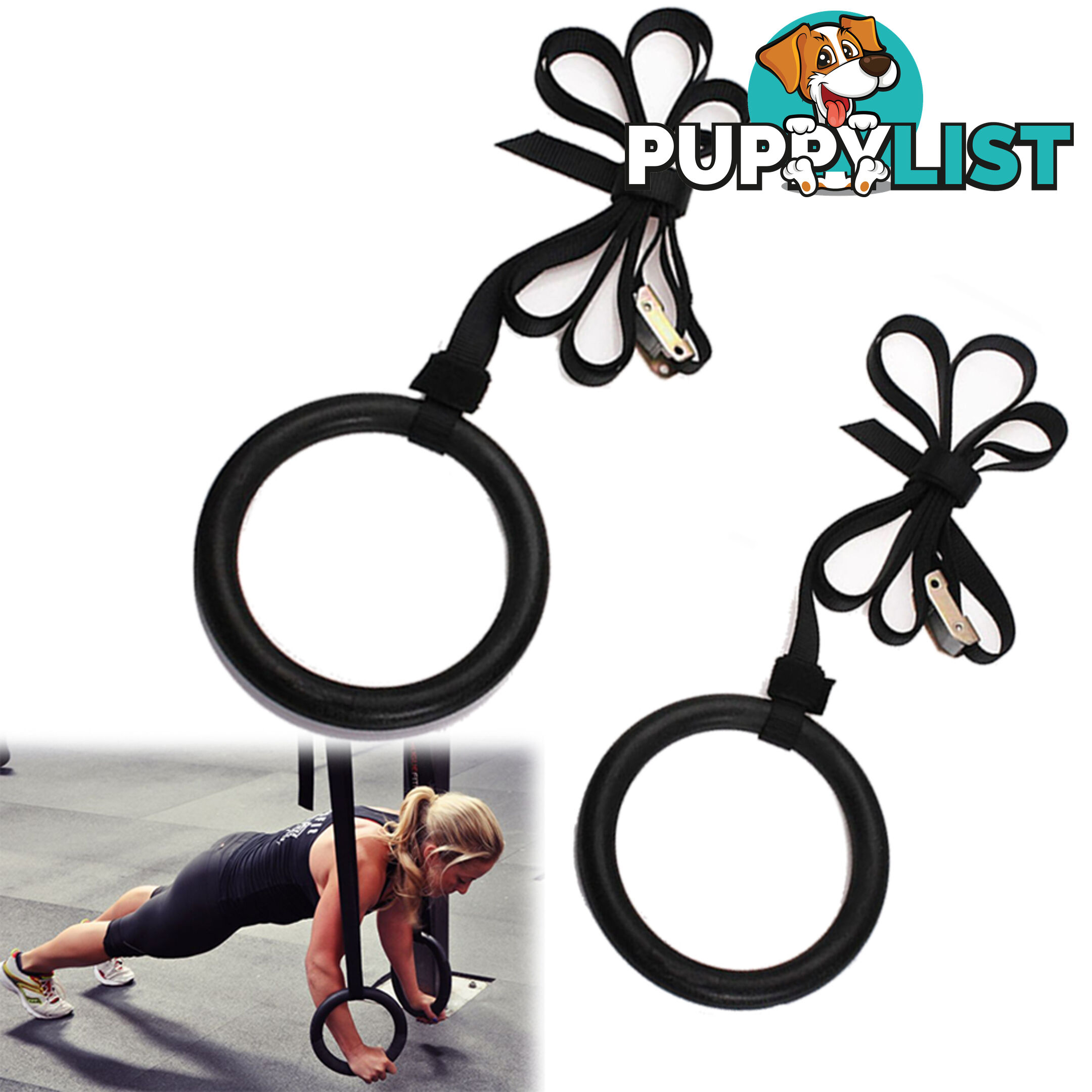 Gymnastic Gym Rings Hoop Crossfit Exercise Fitness Home Workout Dip Pair Bars