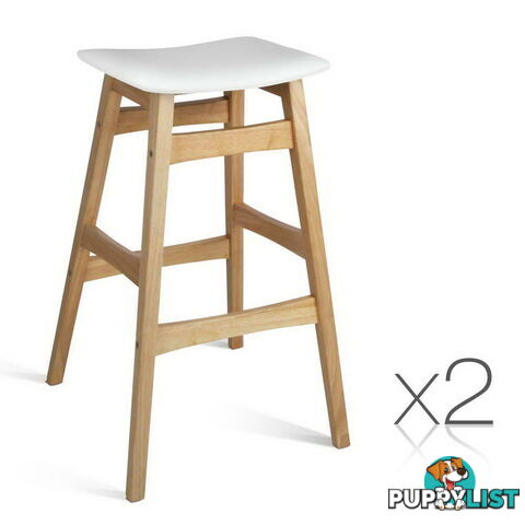 Sert of 2 Rubberwood Bar Stools - White