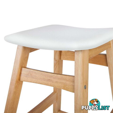 Sert of 2 Rubberwood Bar Stools - White