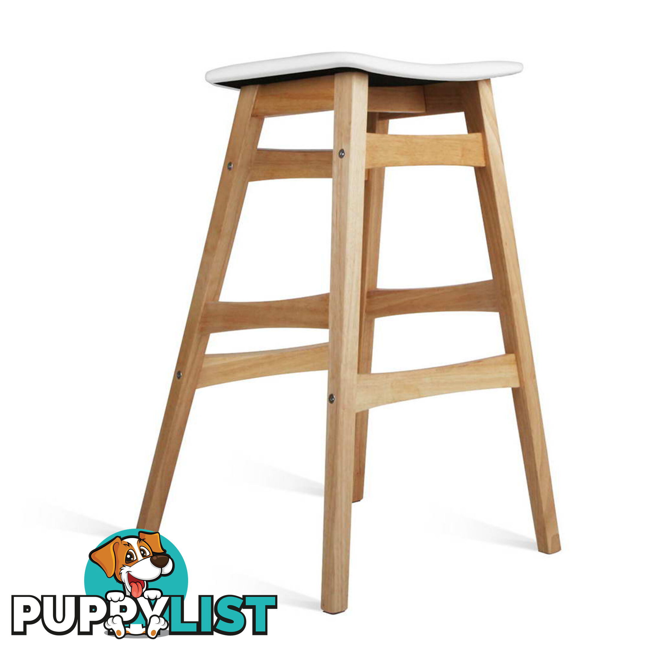 Sert of 2 Rubberwood Bar Stools - White