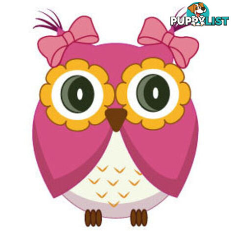 10 X Cute pink owl Wall Sticker - Totally Movable