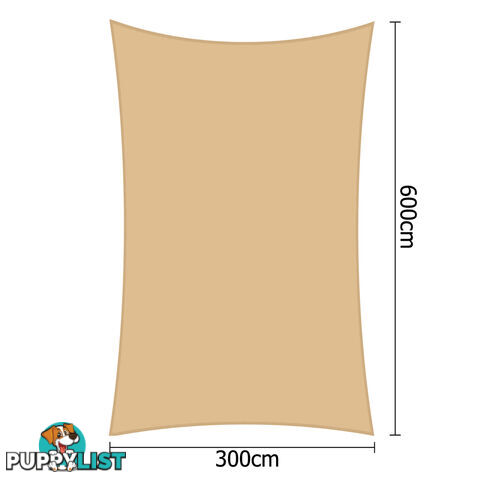 Heavy Duty Rectangle Shade Sail Canopy 3 x 6m Sand Beige