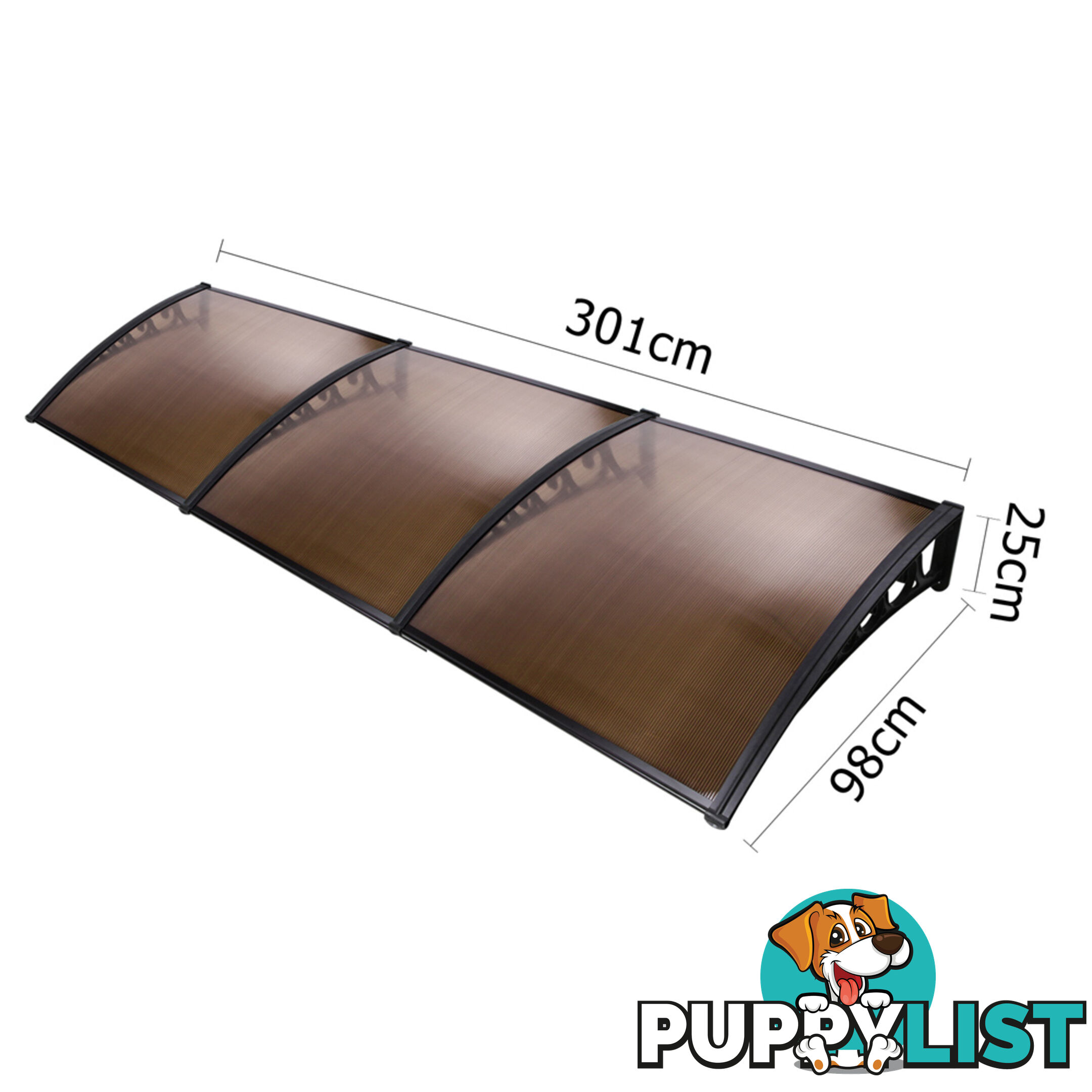 DIY Window Door Awning Cover Brown 100 x 300cm