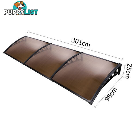 DIY Window Door Awning Cover Brown 100 x 300cm