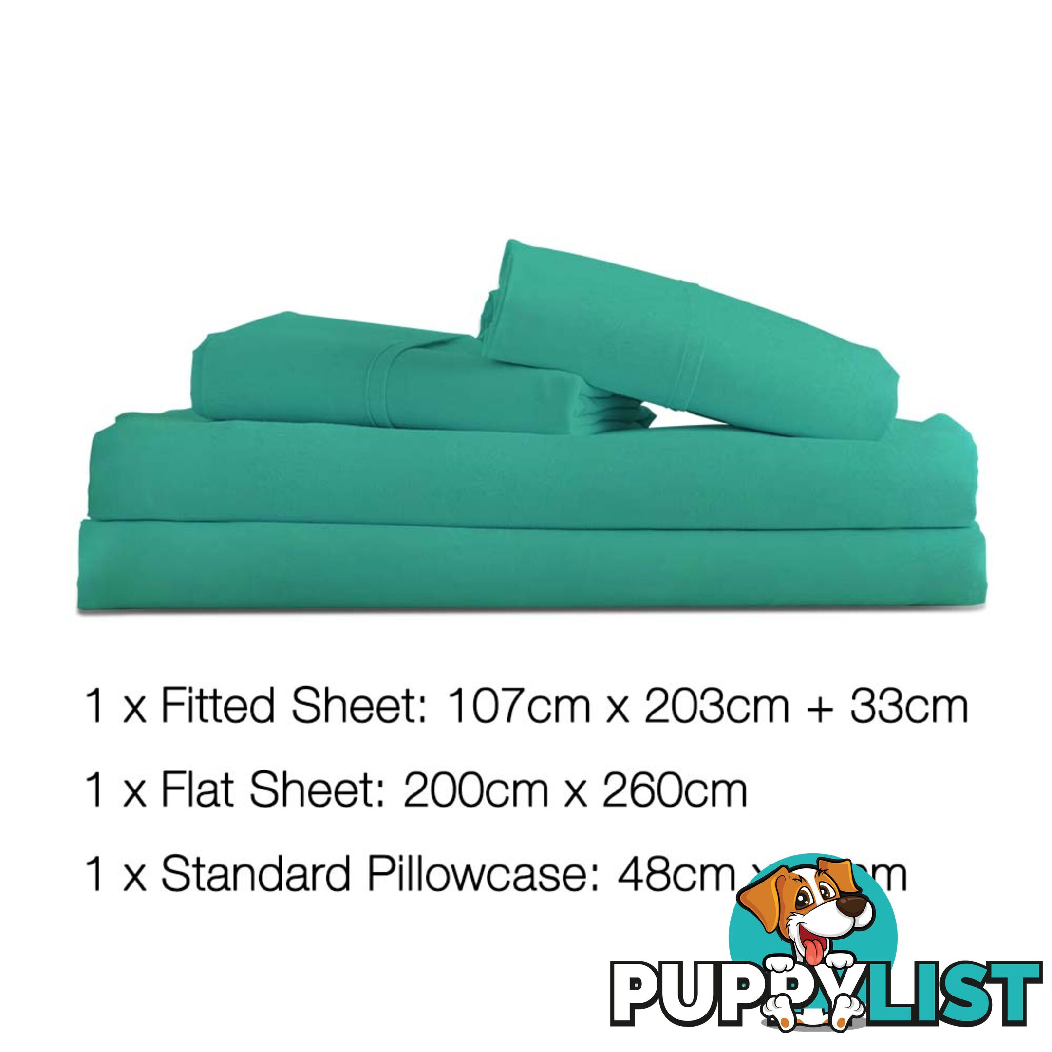 3 Piece Microfibre Sheet Set King Single_ Aqua