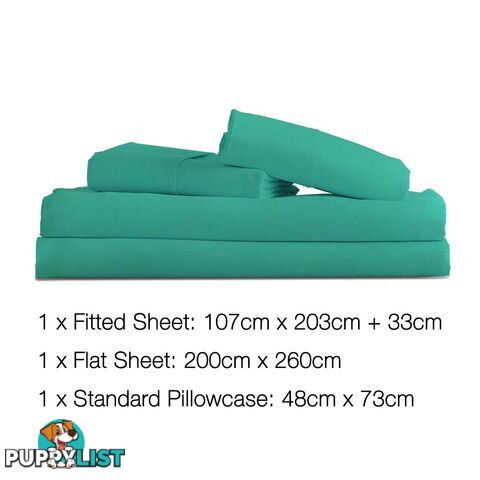 3 Piece Microfibre Sheet Set King Single_ Aqua