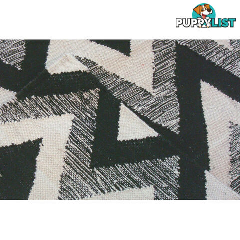 Chevron Durry Rug Black & White 160x230cm