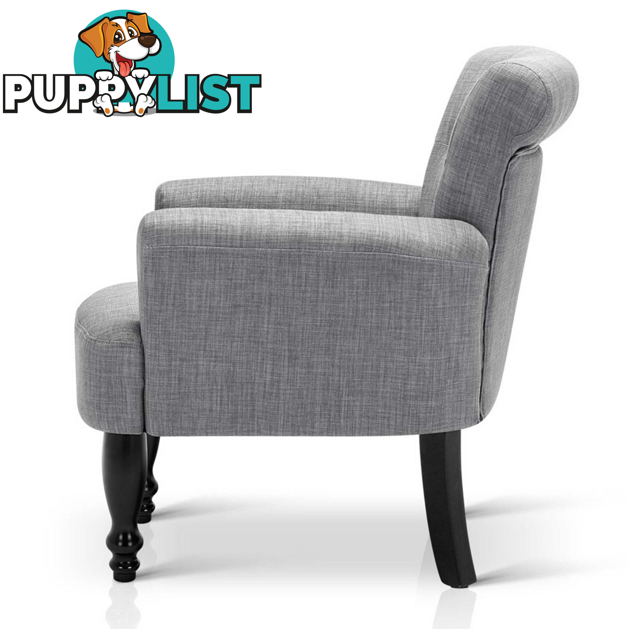 Wing Armchair French Provincial Linen Fabric Ash Grey