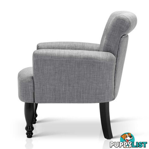 Wing Armchair French Provincial Linen Fabric Ash Grey