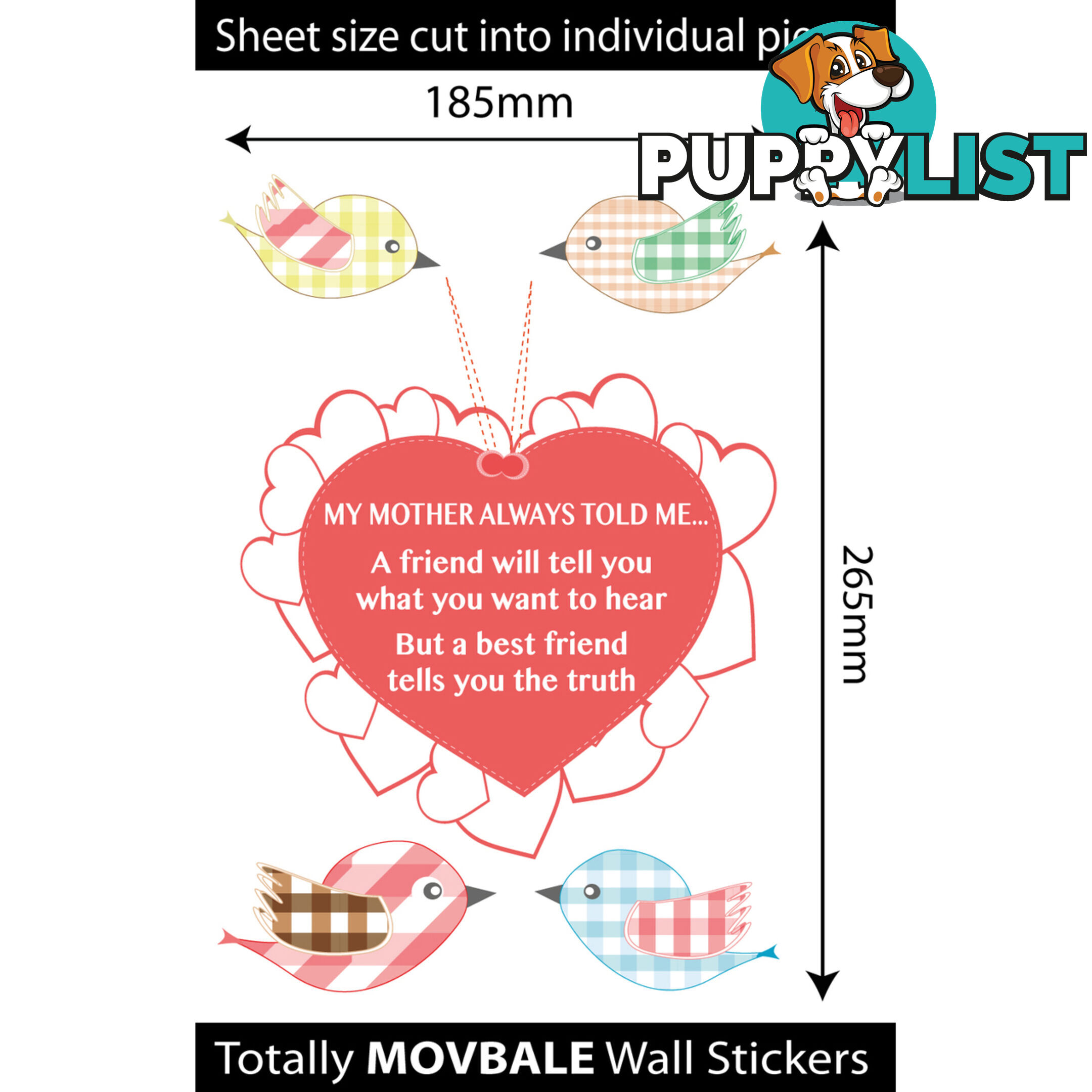 Medium Size My Mother Told Me Wall Sticker Quotes - Totally Movable