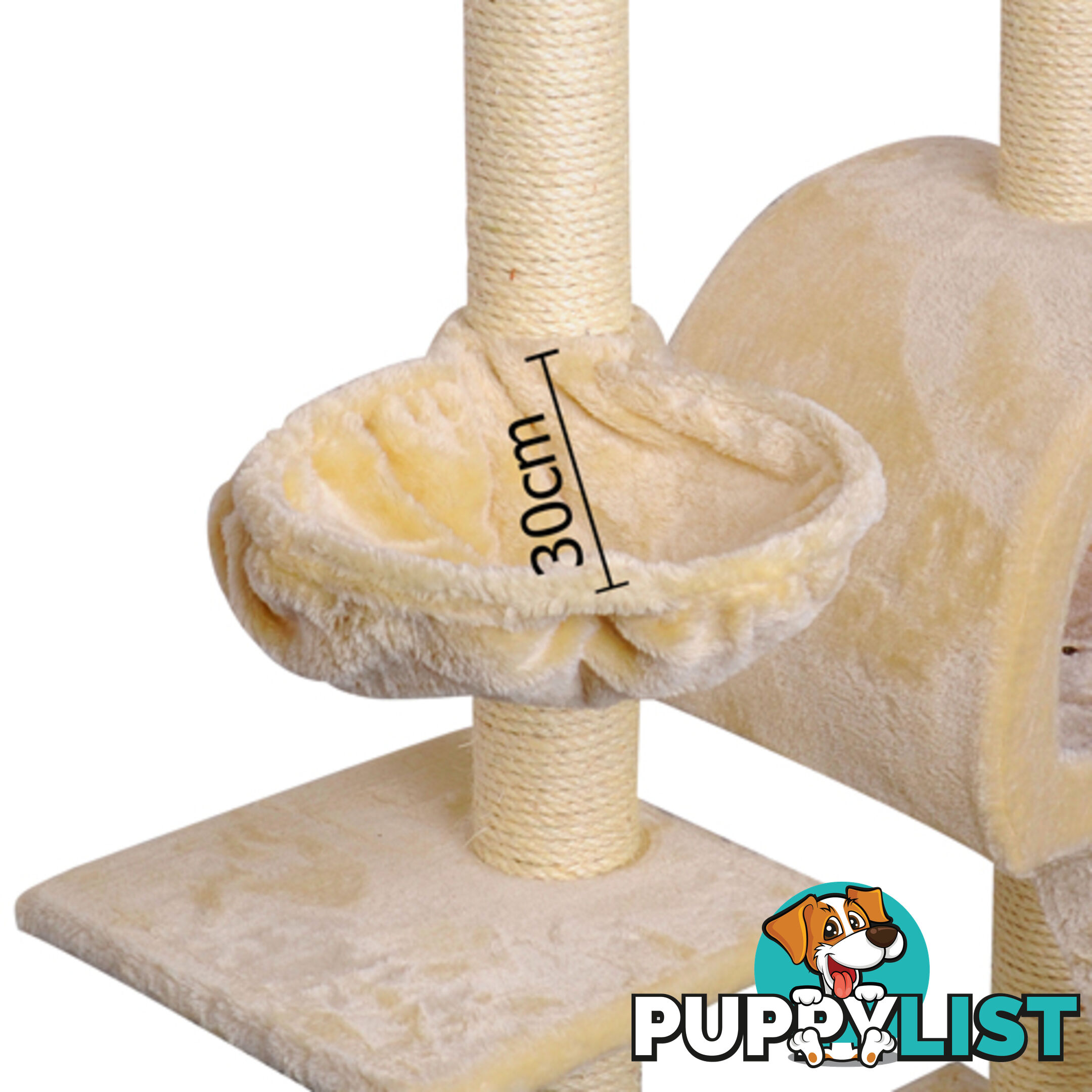 Multi Level Cat Scratching Poles Tree w/ Ladder Beige