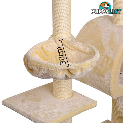 Multi Level Cat Scratching Poles Tree w/ Ladder Beige