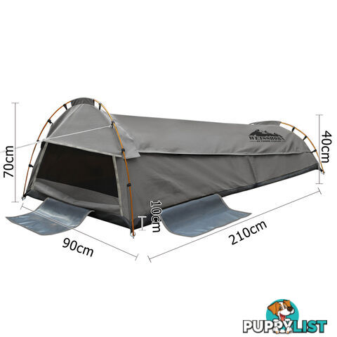 King Single Camping Canvas Swag Tent Grey with Air Pillow