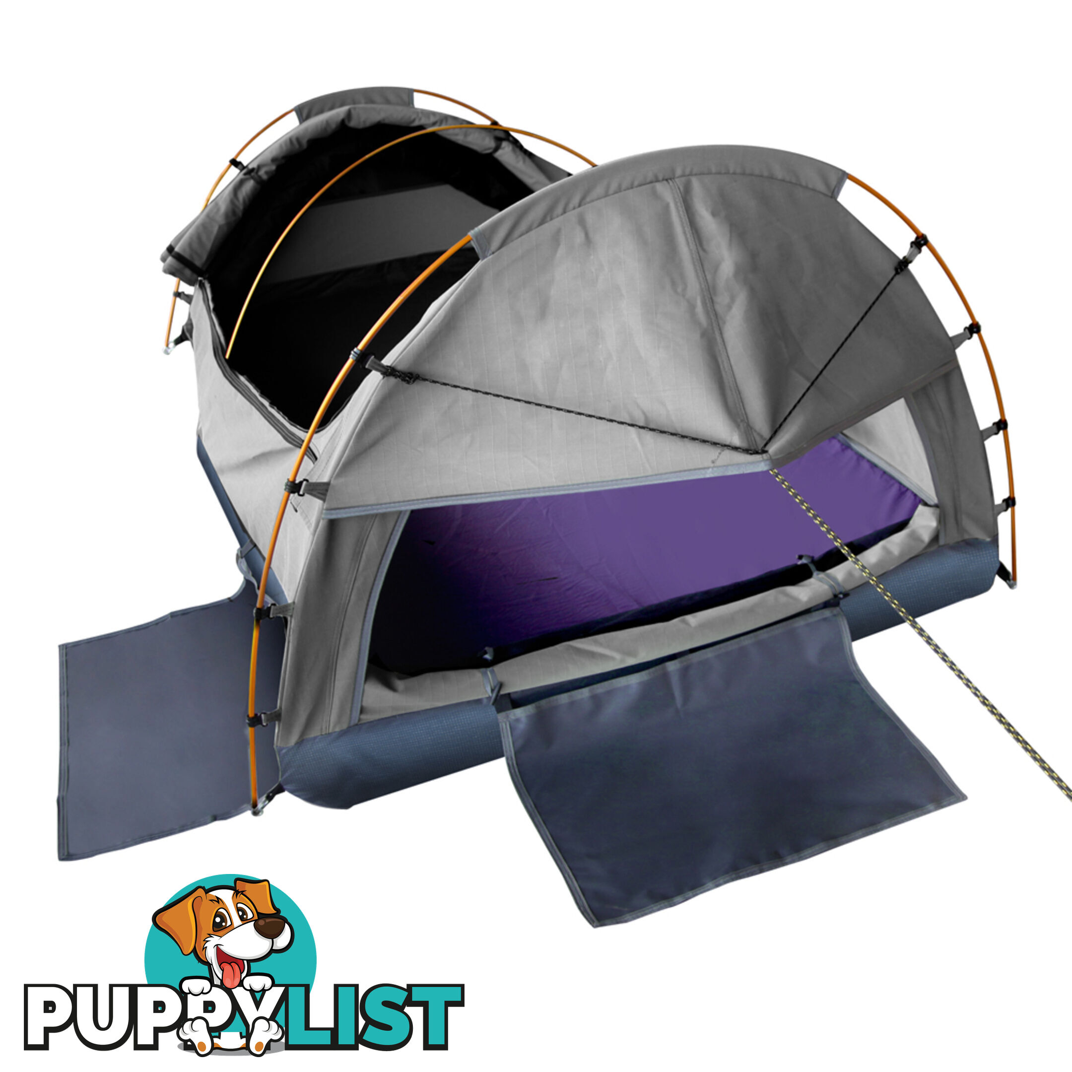 King Single Camping Canvas Swag Tent Grey with Air Pillow