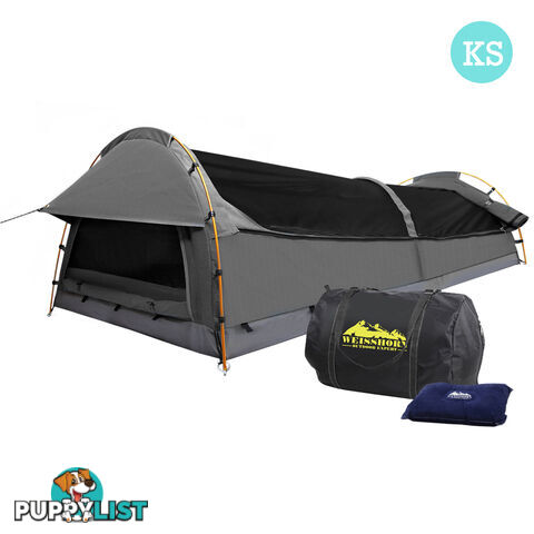 King Single Camping Canvas Swag Tent Grey with Air Pillow