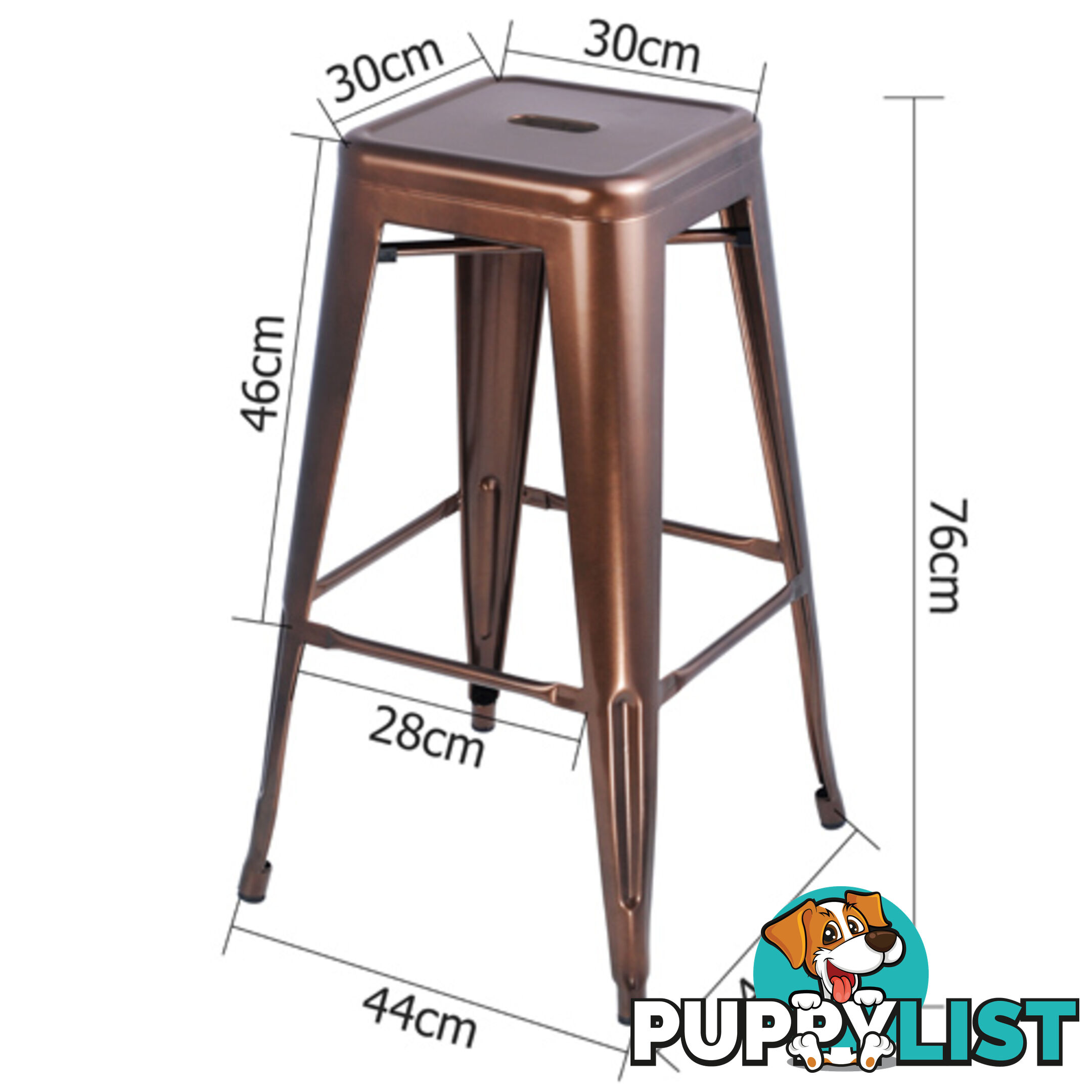 Set of 2 Steel Kitchen Bar Stool 76cm Bronze