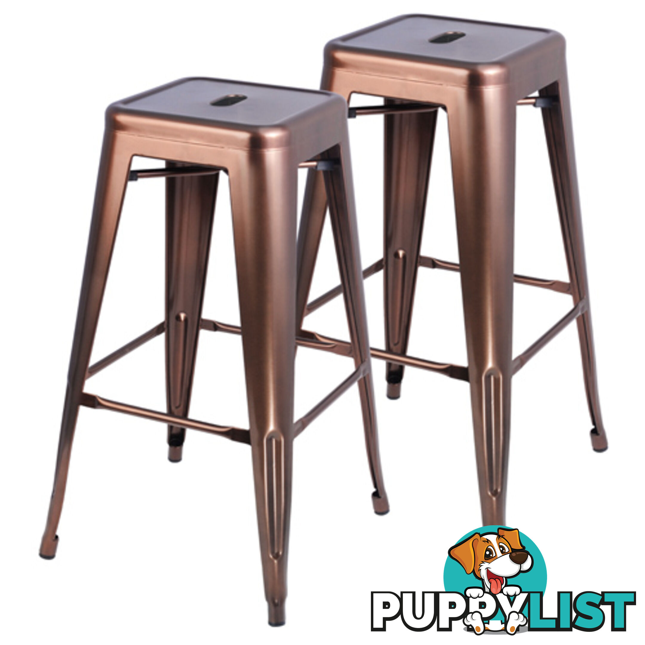 Set of 2 Steel Kitchen Bar Stool 76cm Bronze