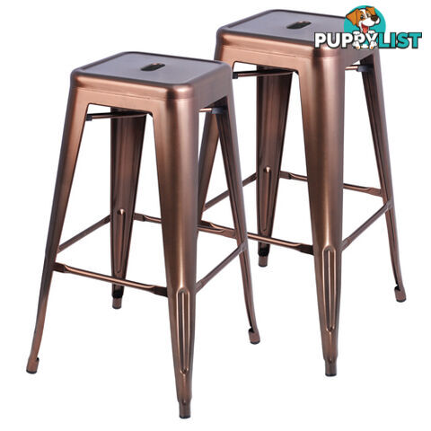 Set of 2 Steel Kitchen Bar Stool 76cm Bronze