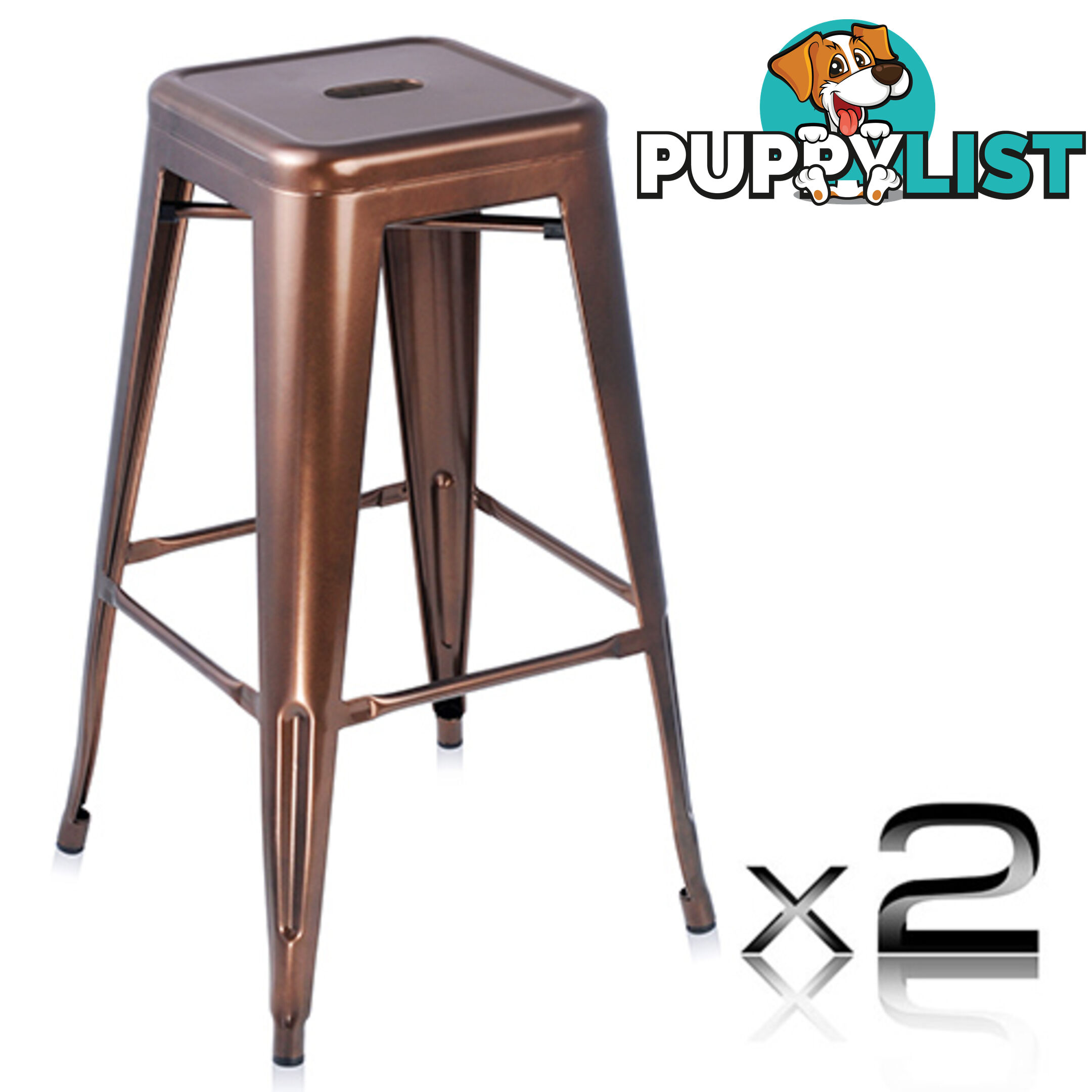 Set of 2 Steel Kitchen Bar Stool 76cm Bronze