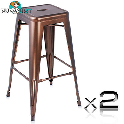 Set of 2 Steel Kitchen Bar Stool 76cm Bronze