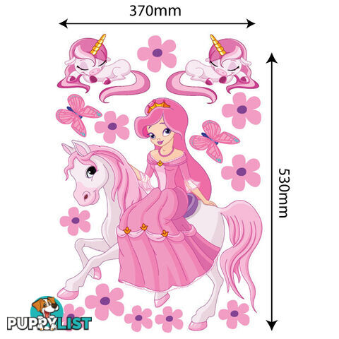 Large Size Princess on a horse with unicorns Wall Sticker - Totally Movable