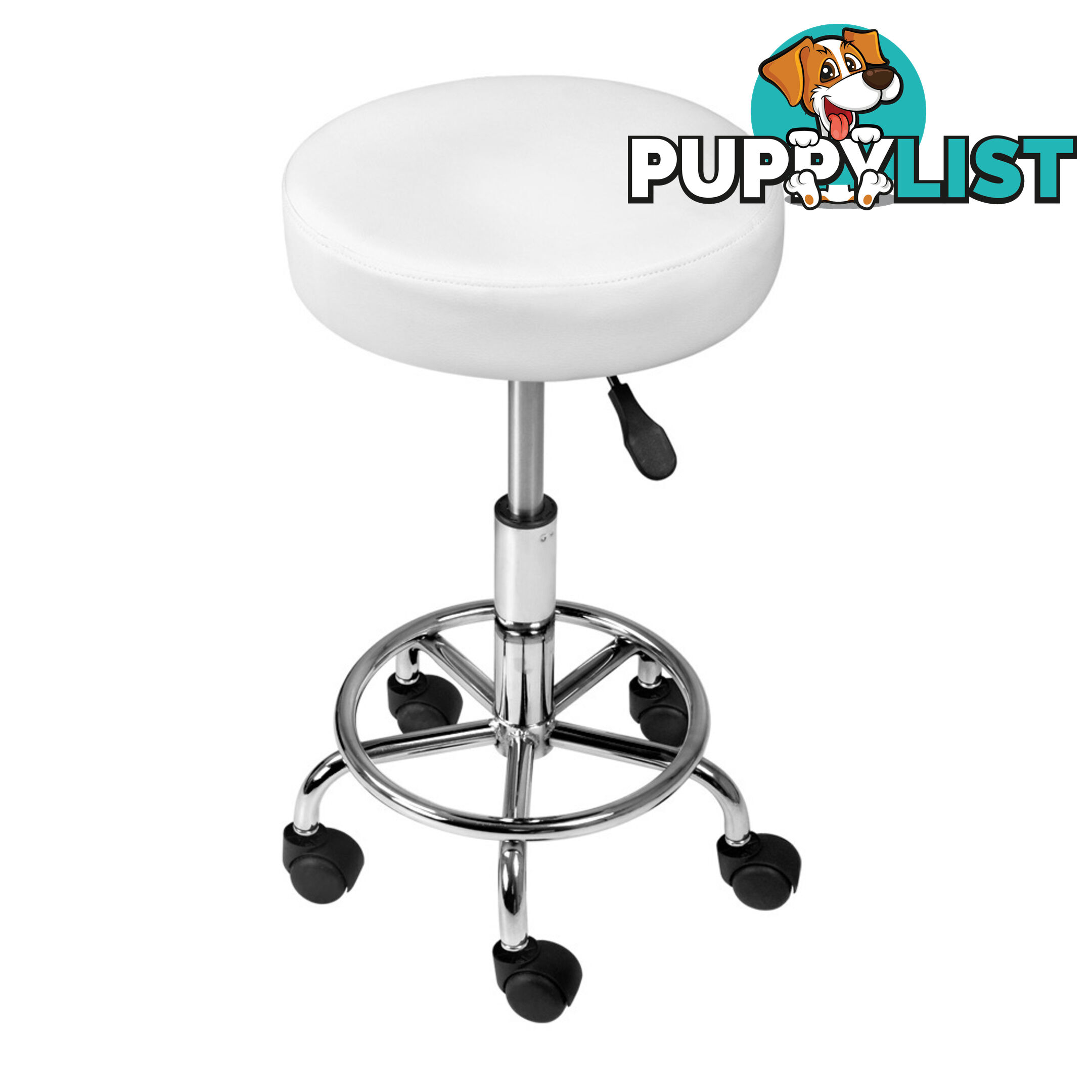 Round PU Swivel Salon Stool White