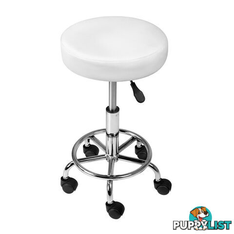 Round PU Swivel Salon Stool White