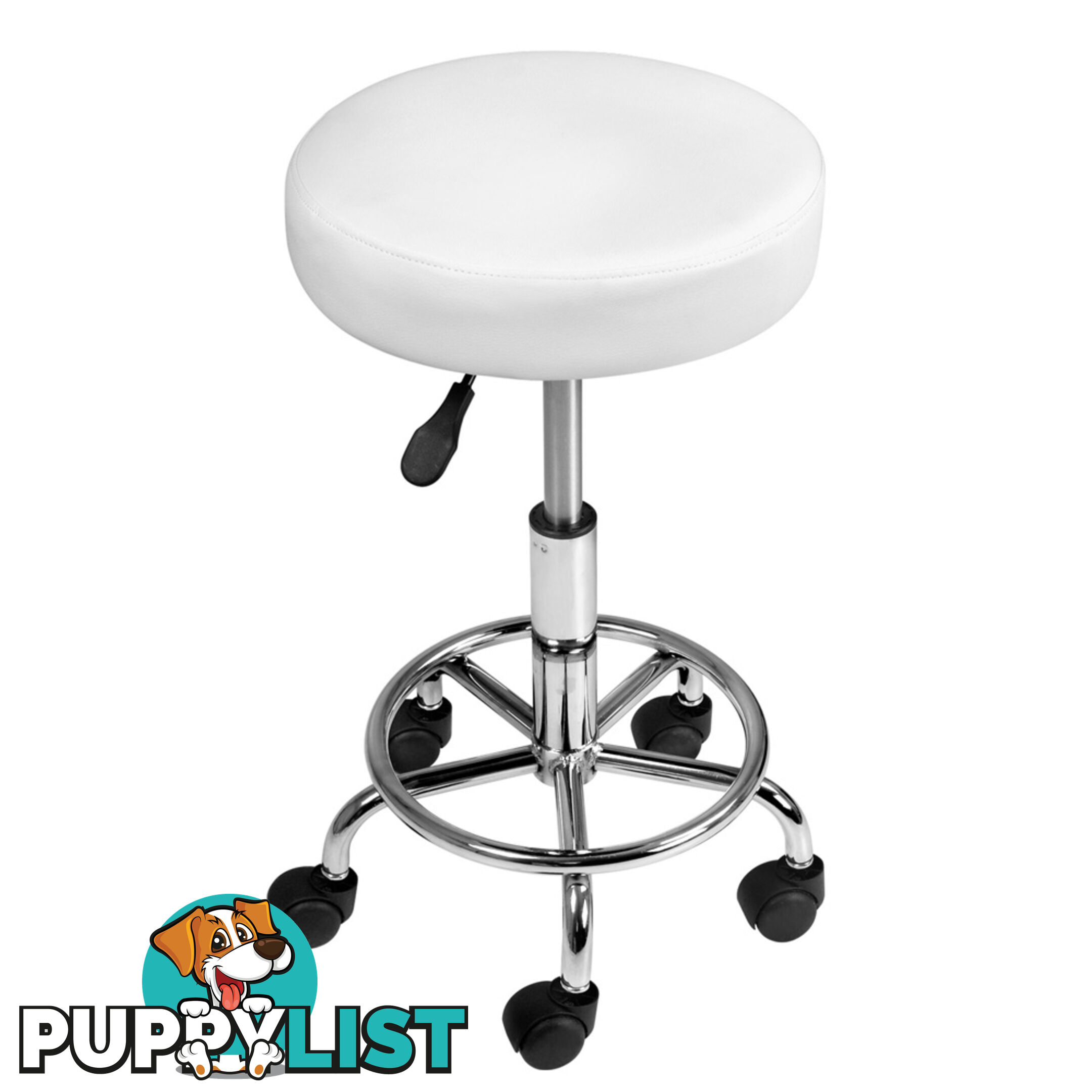 Round PU Swivel Salon Stool White