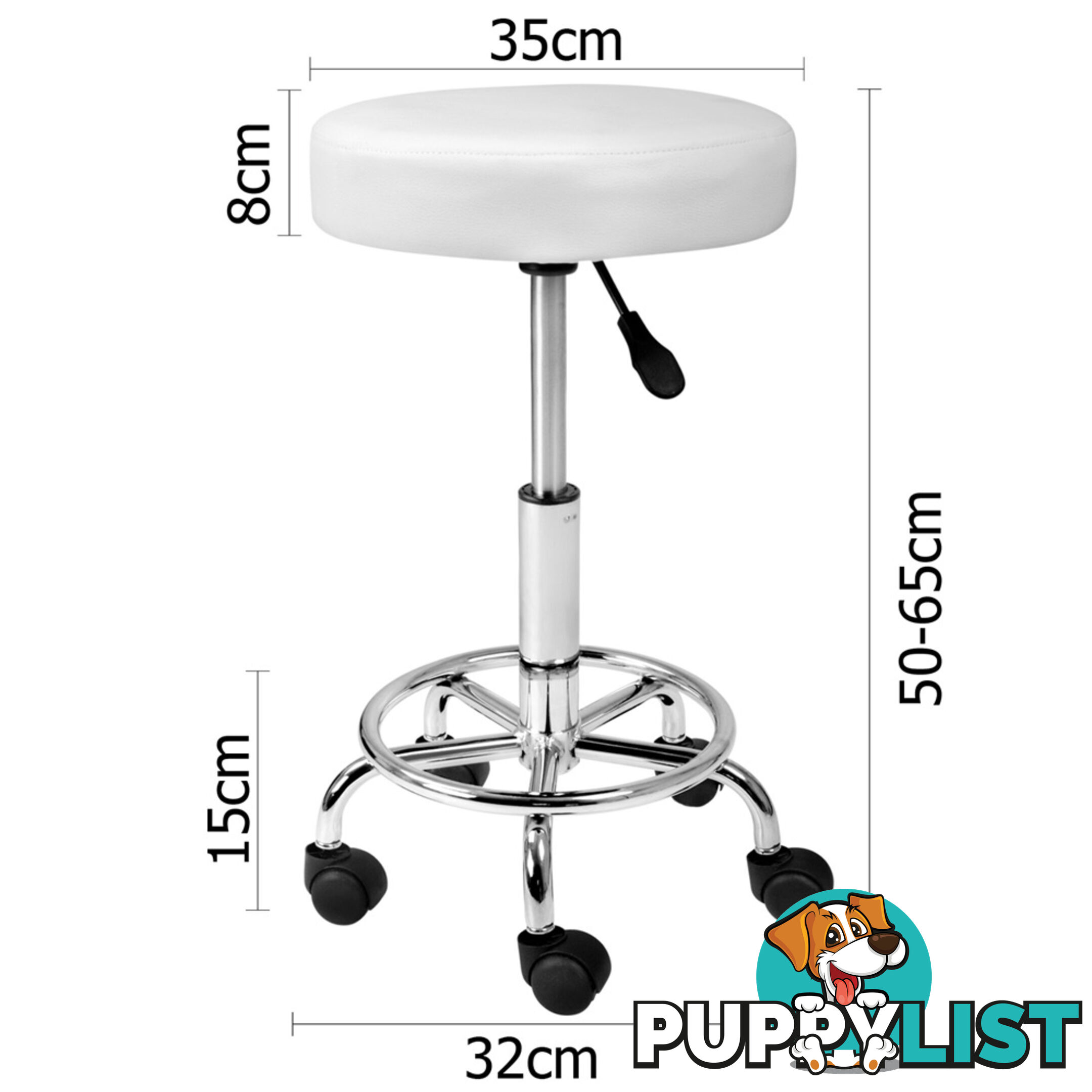 Round PU Swivel Salon Stool White