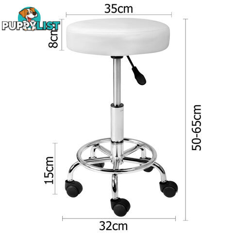 Round PU Swivel Salon Stool White