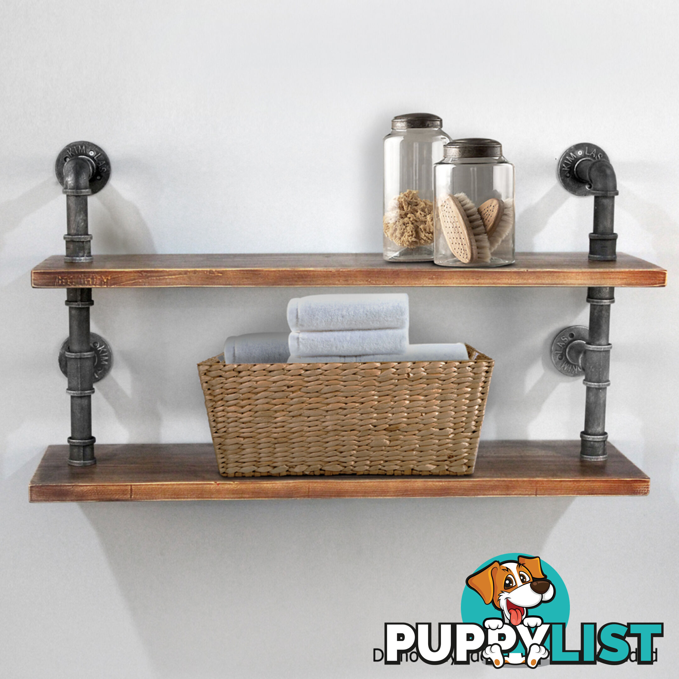 Rustic Industrial DIY Floating Pipe Shelf