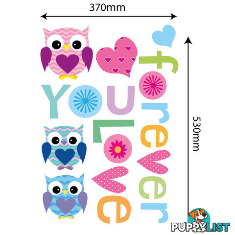 Large Size Love Forever Owls Wall Sticker - Totally Movable