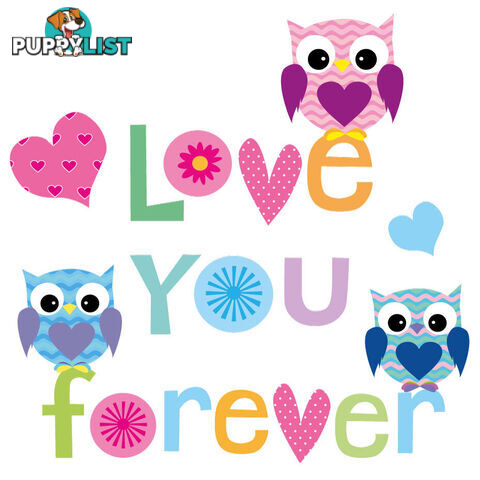 Large Size Love Forever Owls Wall Sticker - Totally Movable